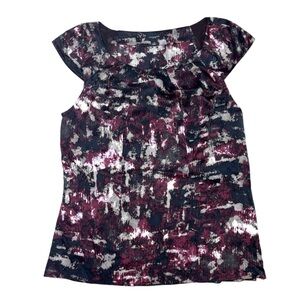 Ann Taylor 100% Silk‎ Cap Sleeve Multicolor Blouse In women’s Size Small